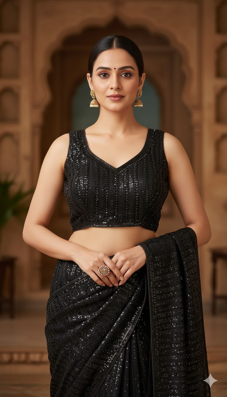 Off-white Tussar Silk Blouse | 3/4 sleeves - thread work and embroidery