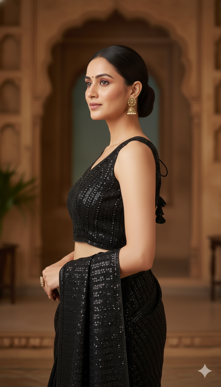 Off-white Tussar Silk Blouse | 3/4 sleeves - thread work and embroidery