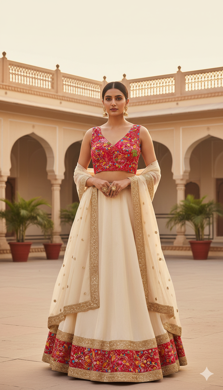 Off-white Tussar Silk Blouse | 3/4 sleeves - thread work and embroidery