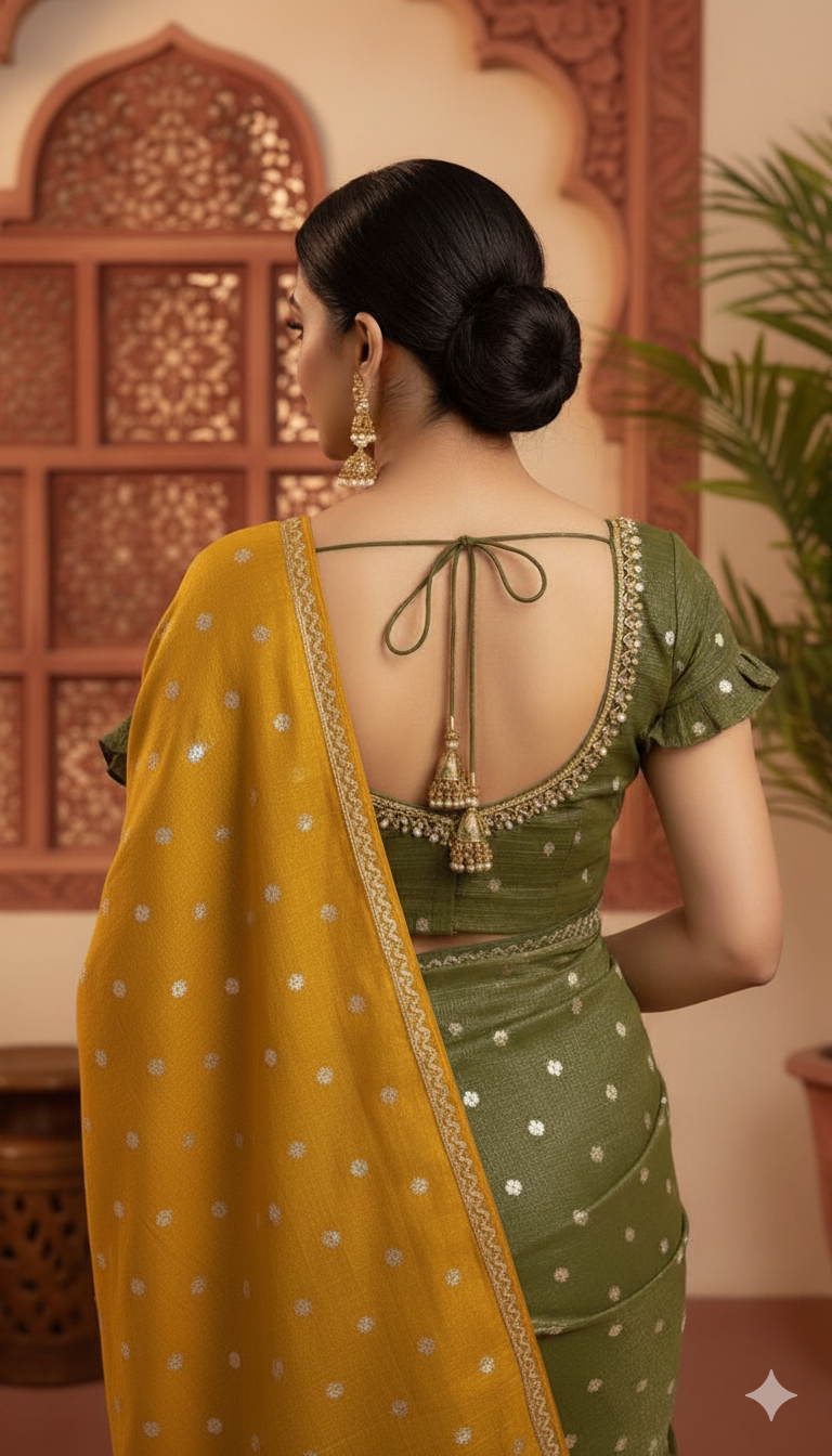 Off-white Tussar Silk Blouse | 3/4 sleeves - thread work and embroidery